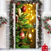 Holloyiver Christmas Door Cover, Snowman Xmas Tree Hanging Cover Snow Xmas Door Cover Banner for Front Door Decoration New Year Christmas Party Supplies 6.65 x 2.98 ft